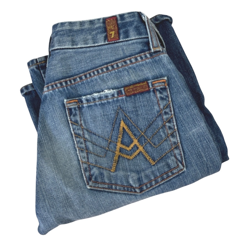7 For All Mankind A-Pocket Jeans Women Blue Cotton Flare Y2K Boho Vintage 24